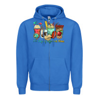 True Royal 100 days of coffee and chaos coffee cups Zipper Hoodie - Zillion Design Studio
