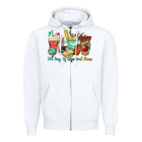White 100 days of coffee and chaos coffee cups Zipper Hoodie - Zillion Design Studio