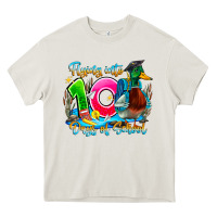 Cream name flying into 100 days of school Heavy Core Tee - CowhideDigitalArt