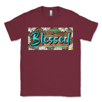 Burgundy Blessed With Daisy And Leopard Classic Tee - RanaPortraitStore