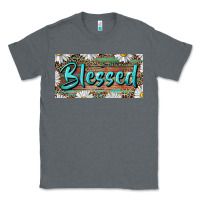 Charcoal Heather Blessed With Daisy And Leopard Classic Tee - RanaPortraitStore
