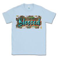 Dusty Blue Blessed With Daisy And Leopard Classic Tee - RanaPortraitStore