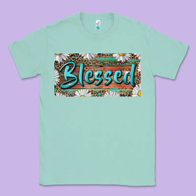 Classic Tee Blessed With Daisy And Leopard