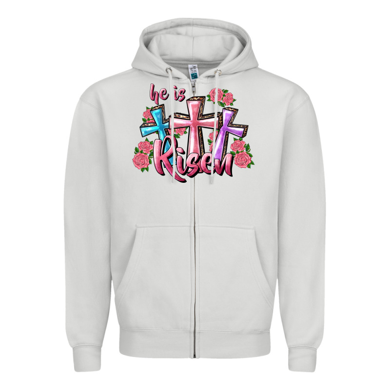 He Is Risen Cross Zipper Hoodie by RanaPortraitStore | Teevron