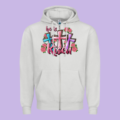 Zipper Hoodie He Is Risen Cross