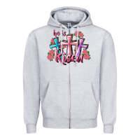 Heather Grey He Is Risen Cross Zipper Hoodie - RanaPortraitStore