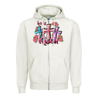 Oatmeal Heather He Is Risen Cross Zipper Hoodie - RanaPortraitStore