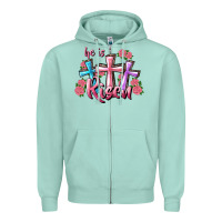 Seafoam He Is Risen Cross Zipper Hoodie - RanaPortraitStore