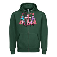 Sports Green He Is Risen Cross Zipper Hoodie - RanaPortraitStore