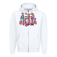 White He Is Risen Cross Zipper Hoodie - RanaPortraitStore