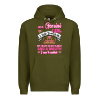 Army Green As A Gemini Girl I Was Born With My Heart On My Sleeve And A Mouth Premium Hoodie - Jasminsmagicworld