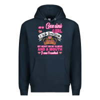 Navy As A Gemini Girl I Was Born With My Heart On My Sleeve And A Mouth Premium Hoodie - Jasminsmagicworld