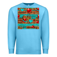 Ocean Blue teacher life seamless pattern Premium Sweatshirt - HRA Design Shop