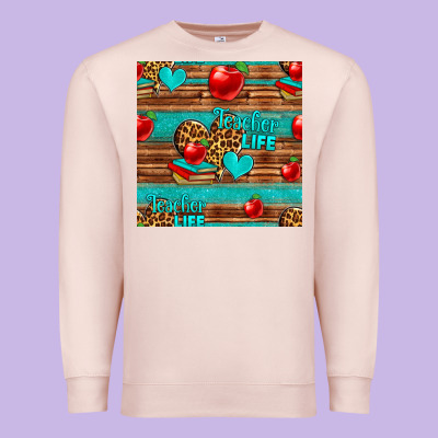 Teacher Life Seamless Pattern Premium Sweatshirt Designed By Hra Design Shop