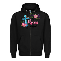 Black He Is Risen Indeed Cross And Flowers Zipper Hoodie - RanaPortraitStore