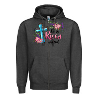 Charcoal Heather He Is Risen Indeed Cross And Flowers Zipper Hoodie - RanaPortraitStore