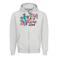 Dove Grey He Is Risen Indeed Cross And Flowers Zipper Hoodie - RanaPortraitStore