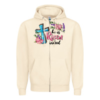 Sandshell He Is Risen Indeed Cross And Flowers Zipper Hoodie - RanaPortraitStore