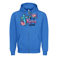 True Royal He Is Risen Indeed Cross And Flowers Zipper Hoodie - RanaPortraitStore