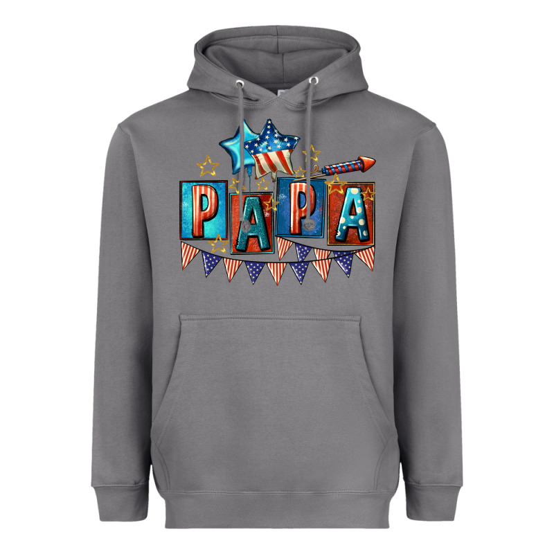 American Papa 4th Of July Heavyweight Hoodie by CowGirlArtShop | Teevron