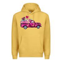 Antique Gold valentine's day pink truck Premium Hoodie - BarkalooDesign