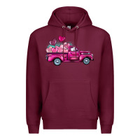 Burgundy valentine's day pink truck Premium Hoodie - BarkalooDesign