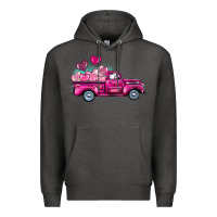 Charcoal Heather valentine's day pink truck Premium Hoodie - BarkalooDesign