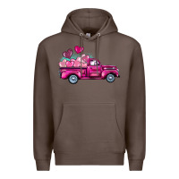 Coffee valentine's day pink truck Premium Hoodie - BarkalooDesign