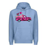 Colony Blue valentine's day pink truck Premium Hoodie - BarkalooDesign