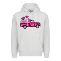 Dove Grey valentine's day pink truck Premium Hoodie - BarkalooDesign
