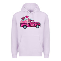 Lilac valentine's day pink truck Premium Hoodie - BarkalooDesign