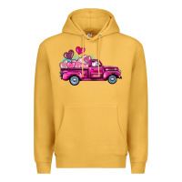 Mustard valentine's day pink truck Premium Hoodie - BarkalooDesign