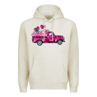 Oatmeal Heather valentine's day pink truck Premium Hoodie - BarkalooDesign