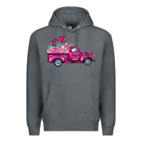 Rock valentine's day pink truck Premium Hoodie - BarkalooDesign