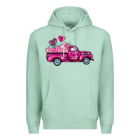 Seafoam valentine's day pink truck Premium Hoodie - BarkalooDesign