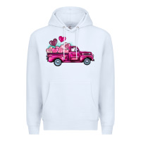 White valentine's day pink truck Premium Hoodie - BarkalooDesign