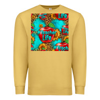 Antique Gold teacher apple seamless pattern Premium Sweatshirt - HRA Design Shop