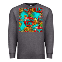 Charcoal Heather teacher apple seamless pattern Premium Sweatshirt - HRA Design Shop