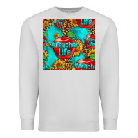 Dove Grey teacher apple seamless pattern Premium Sweatshirt - HRA Design Shop