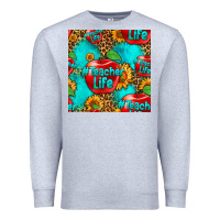Heather Grey teacher apple seamless pattern Premium Sweatshirt - HRA Design Shop
