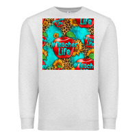 Oatmeal Heather teacher apple seamless pattern Premium Sweatshirt - HRA Design Shop