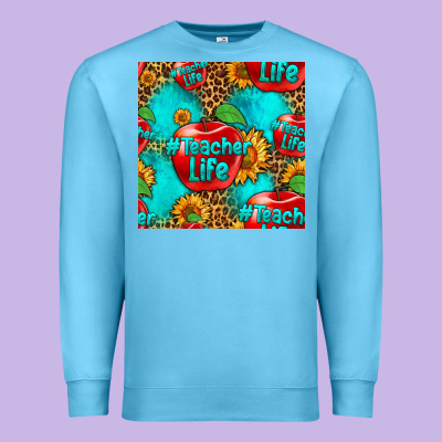 Teacher Apple Seamless Pattern Premium Sweatshirt Designed By Hra Design Shop