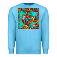 Ocean Blue teacher apple seamless pattern Premium Sweatshirt - HRA Design Shop