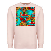 Pale Pink teacher apple seamless pattern Premium Sweatshirt - HRA Design Shop