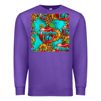 Purple teacher apple seamless pattern Premium Sweatshirt - HRA Design Shop
