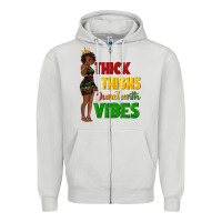 Dove Grey thick thighs juneteenth vibes with afro black woma Zipper Hoodie - texasbilliewilder