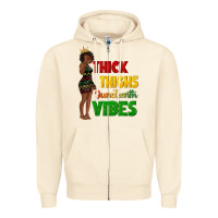 Sandshell thick thighs juneteenth vibes with afro black woma Zipper Hoodie - texasbilliewilder