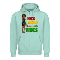 Seafoam thick thighs juneteenth vibes with afro black woma Zipper Hoodie - texasbilliewilder