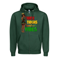 Sports Green thick thighs juneteenth vibes with afro black woma Zipper Hoodie - texasbilliewilder
