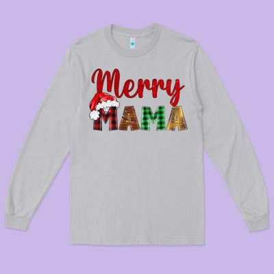 Merry Mama Long Sleeve Tee Designed By Barkaloodesign